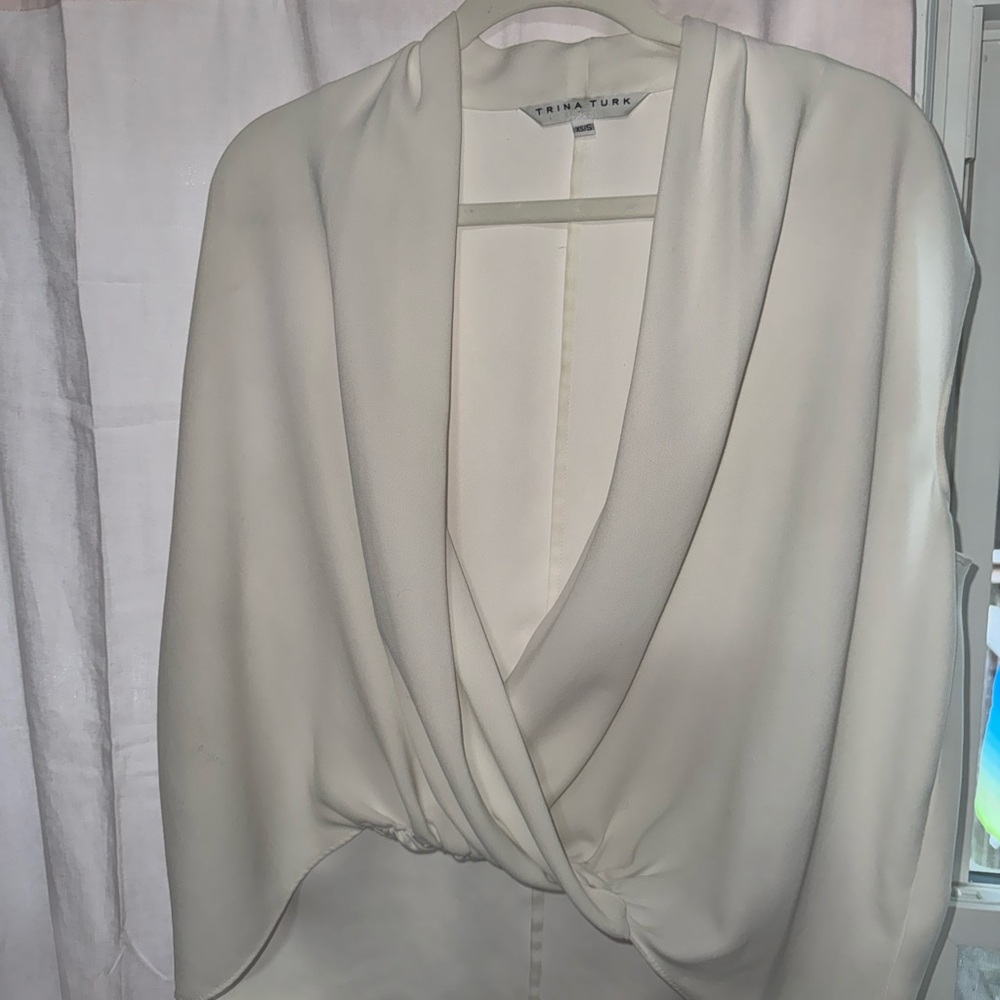 Trina Turk White Draped Blouse